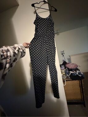 Forever 21 Navy Floral Spaghetti-Strap Jumpsuit